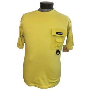 Columbia Sportswear T Shirt Mens Small Yellow Omni Shade Field Creek Double Knit